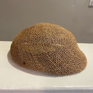 Vintage Woven Straw Ivy Cap Tan Rattan Driving Golf Resort Hat M